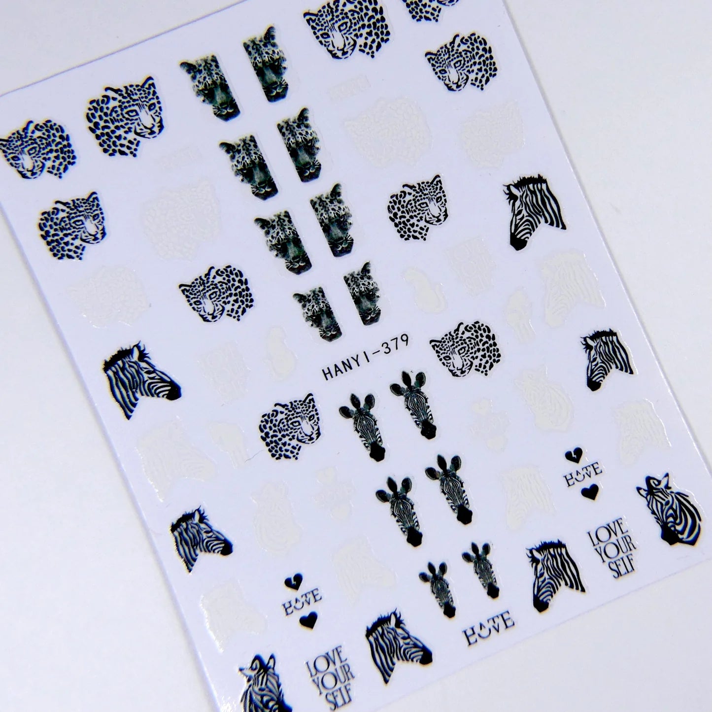 HanYi Nail Stickers 3D Animal Print Cebra y Leopardo HANYI-379