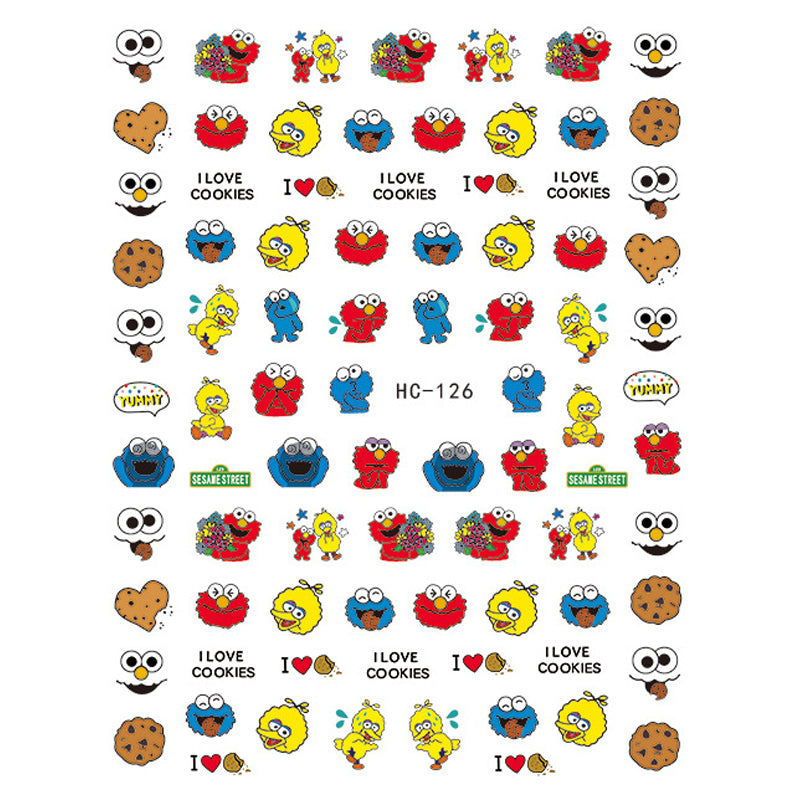 Pop Finger 3D Design Nail Stickers HC-126 – Personajes, Galletas y Diseños Divertidos