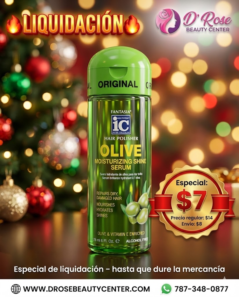 💚✨ IC Fantasia Hair Polisher Olive Moisturizing Shine Serum 6 oz – Nutrición y Brillo Natural ✨💚