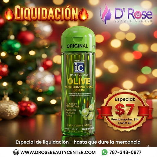 💚✨ IC Fantasia Hair Polisher Olive Moisturizing Shine Serum 6 oz – Nutrición y Brillo Natural ✨💚