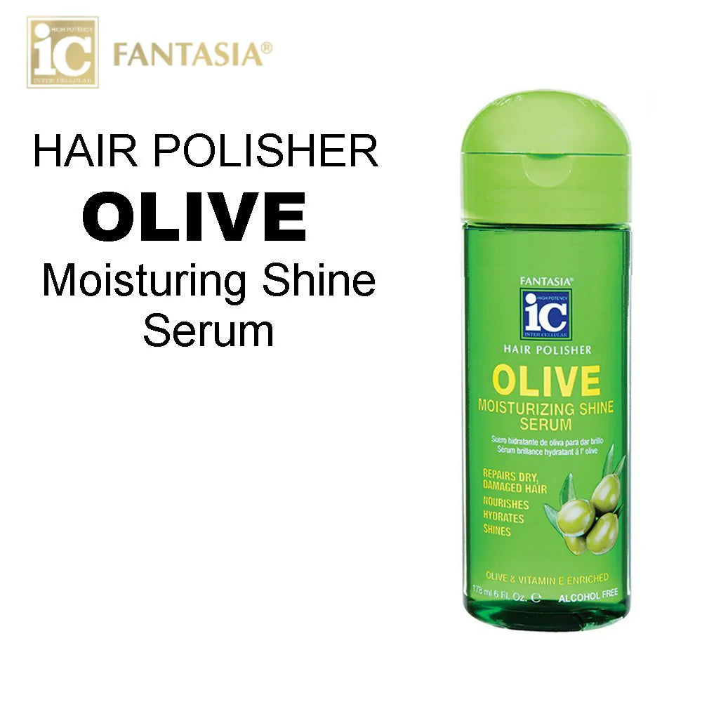 💚✨ IC Fantasia Hair Polisher Olive Moisturizing Shine Serum 6 oz – Nutrición y Brillo Natural ✨💚