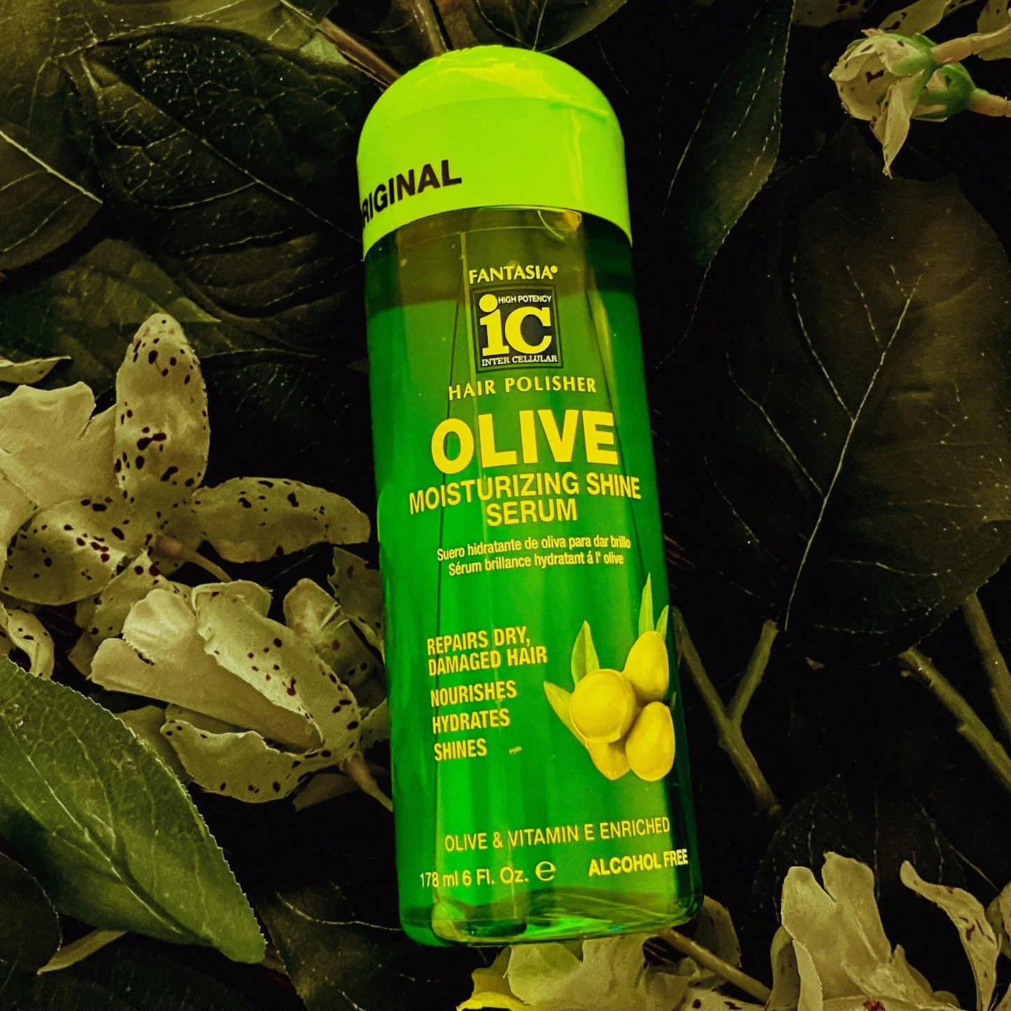 💚✨ IC Fantasia Hair Polisher Olive Moisturizing Shine Serum 6 oz – Nutrición y Brillo Natural ✨💚