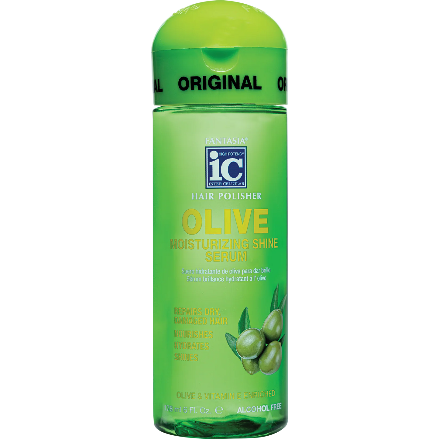💚✨ IC Fantasia Hair Polisher Olive Moisturizing Shine Serum 6 oz – Nutrición y Brillo Natural ✨💚