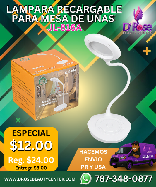 Lámpara Recargable LED Flexible para Mesa de Uñas JL-816A