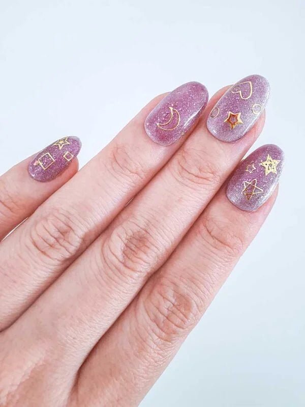 Joyful Nail Stickers 3D Dorados de Estrellas, Lunas y Corazones JO-1168
