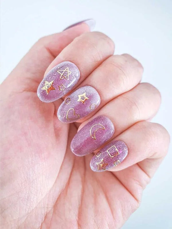 Joyful Nail Stickers 3D Dorados de Estrellas, Lunas y Corazones JO-1168