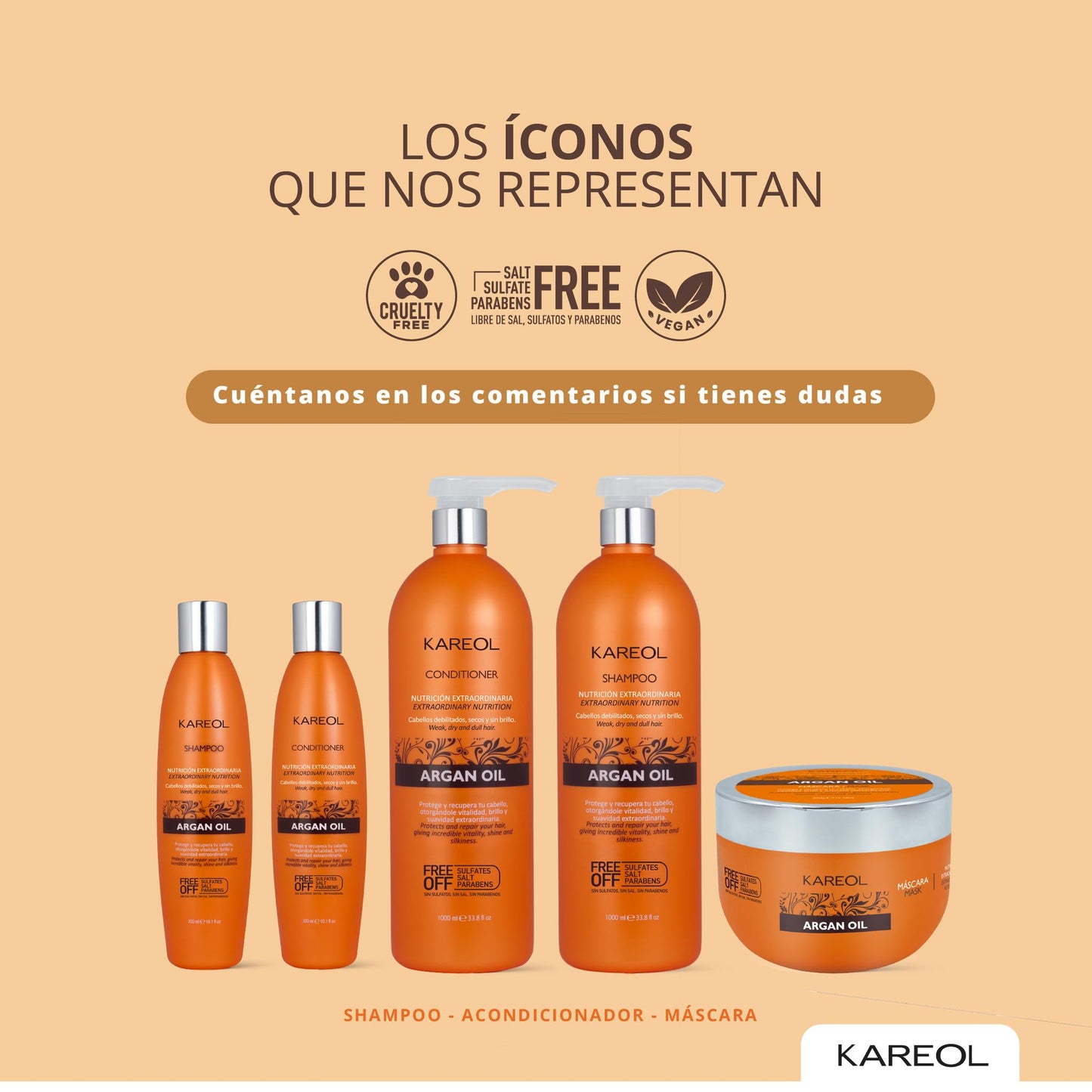 Kareol Argan Oil Kit 2 Piezas Shampoo y Acondicionador 1L