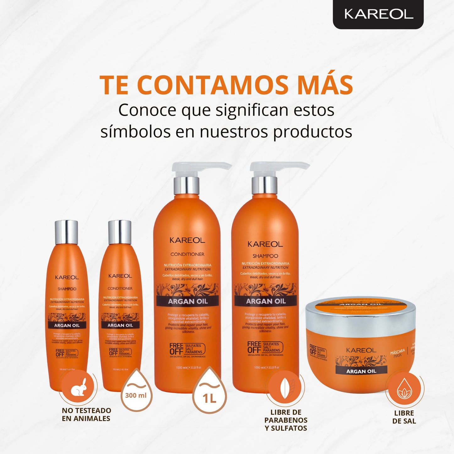 Kareol Argan Oil Kit 2 Piezas Shampoo y Acondicionador 1L