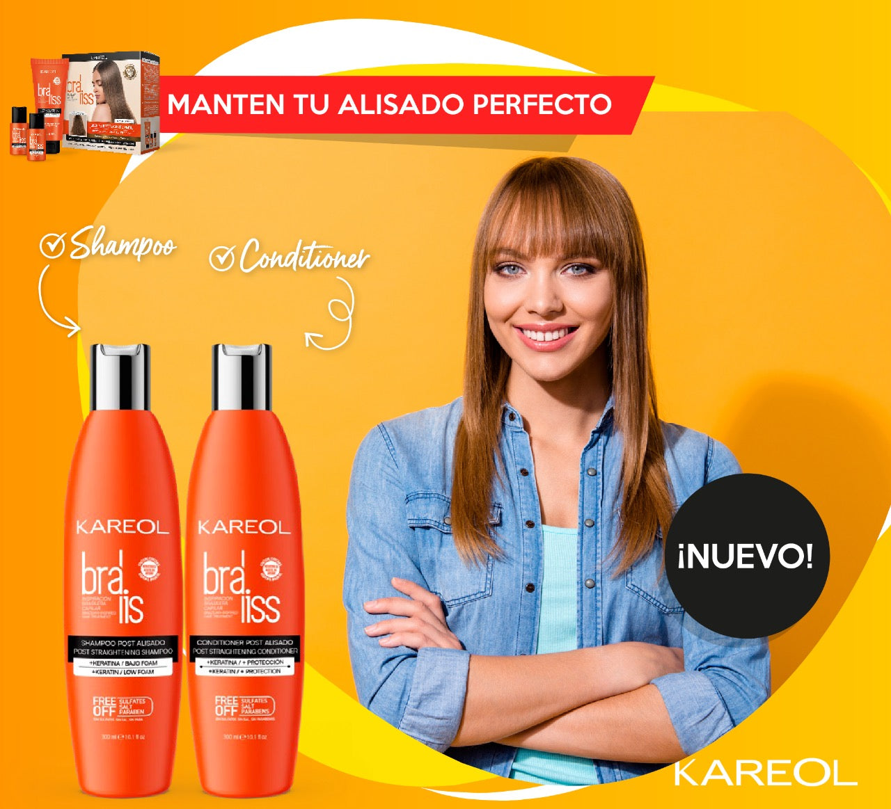 KAREOL BRALISS SHAMPOO Y ACONDICIONADOR POST ALISADO 10.1OZ KIT 2PZ