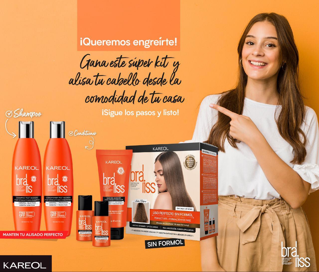 KAREOL BRALISS SHAMPOO + ACONDICIONADOR POST ALISADO 10.1OZ + KIT LACEADOR 2OZ KIT 3PZ