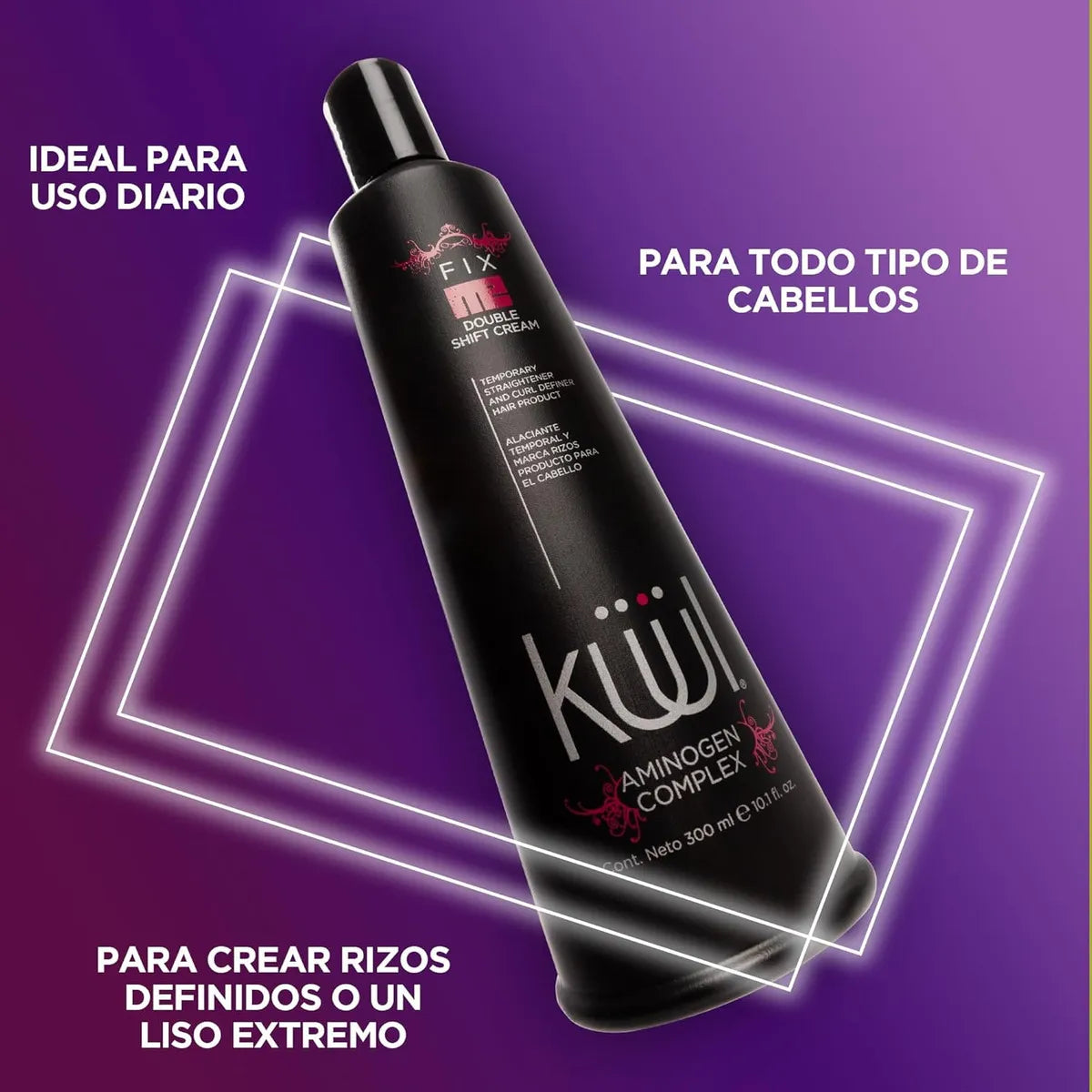 💜 KUUL FIX ME DOUBLE SHIFT CREAM 2 EN 1 – 10.1 oz | Liso Extremo o Rizos Definidos 💜