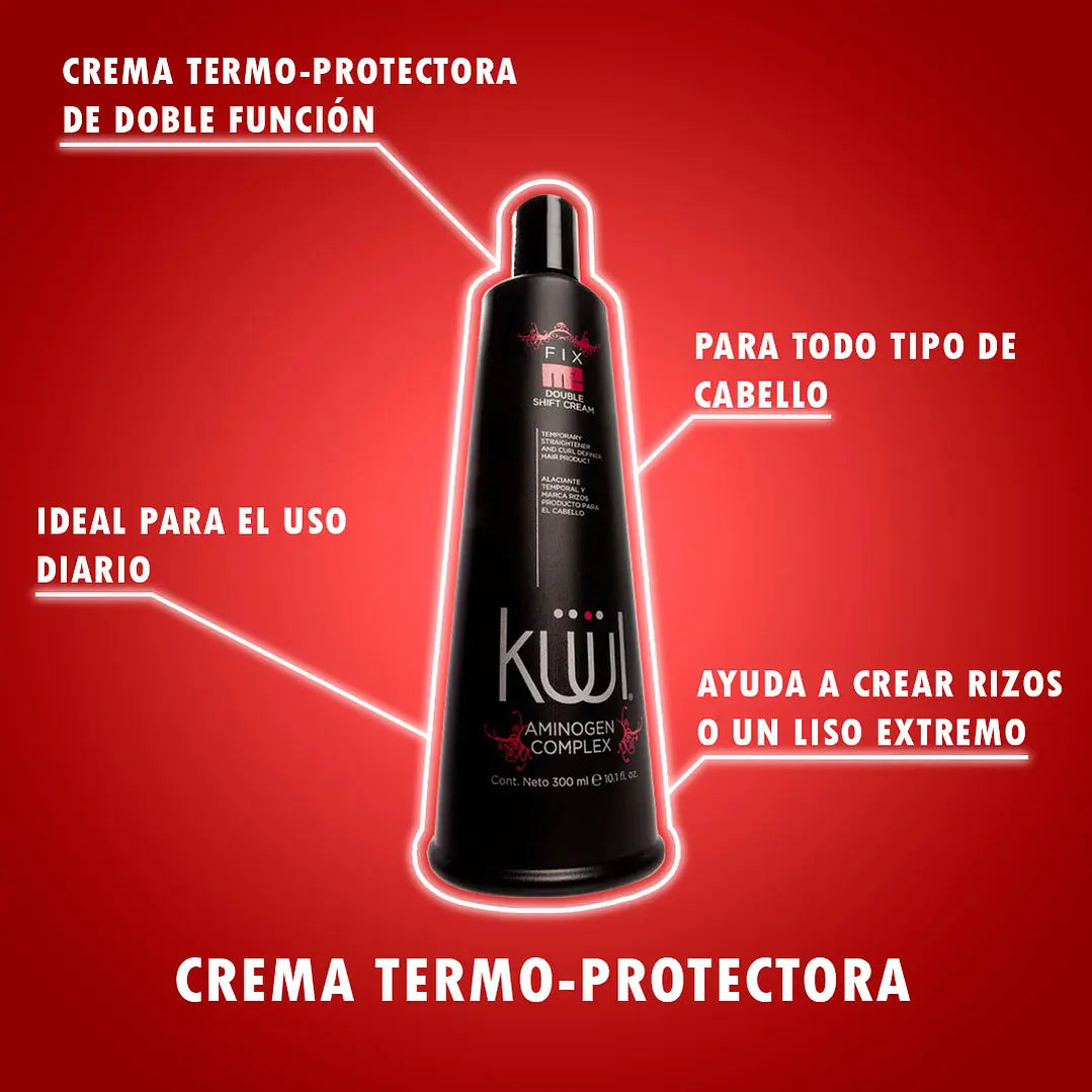 💜 KUUL FIX ME DOUBLE SHIFT CREAM 2 EN 1 – 10.1 oz | Liso Extremo o Rizos Definidos 💜