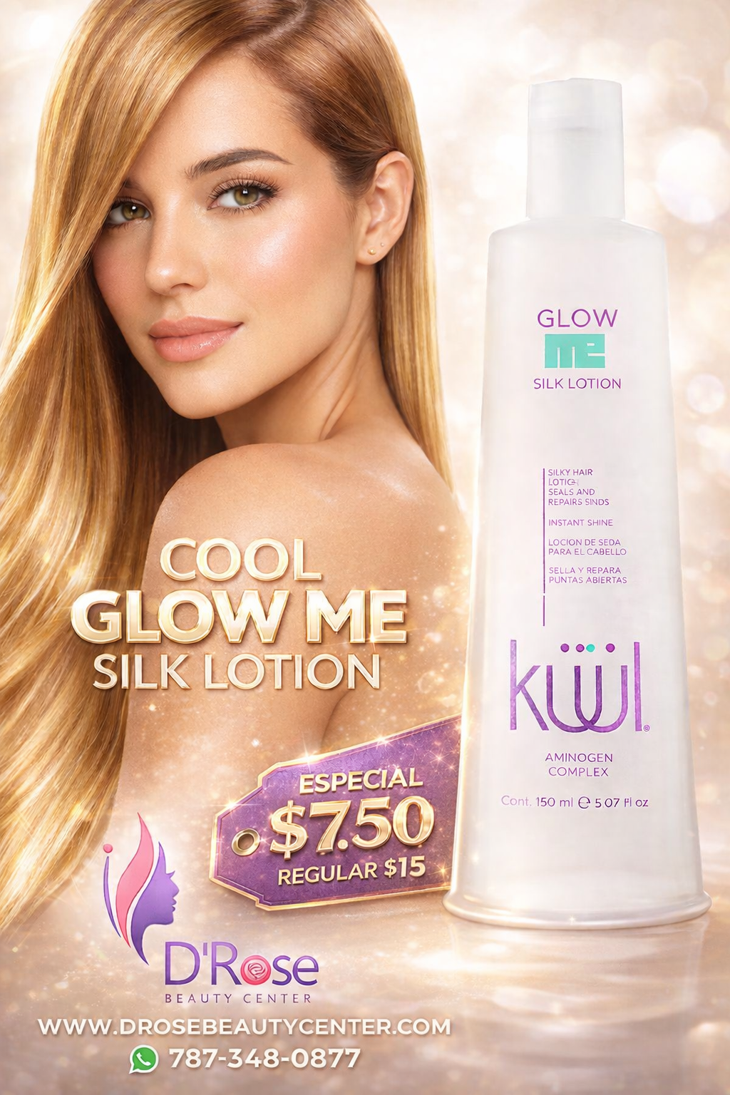 💜 KUUL GLOW ME SILK LOTION 5.07 oz – Brillo Instantáneo &amp; Reparación de Puntas 💜