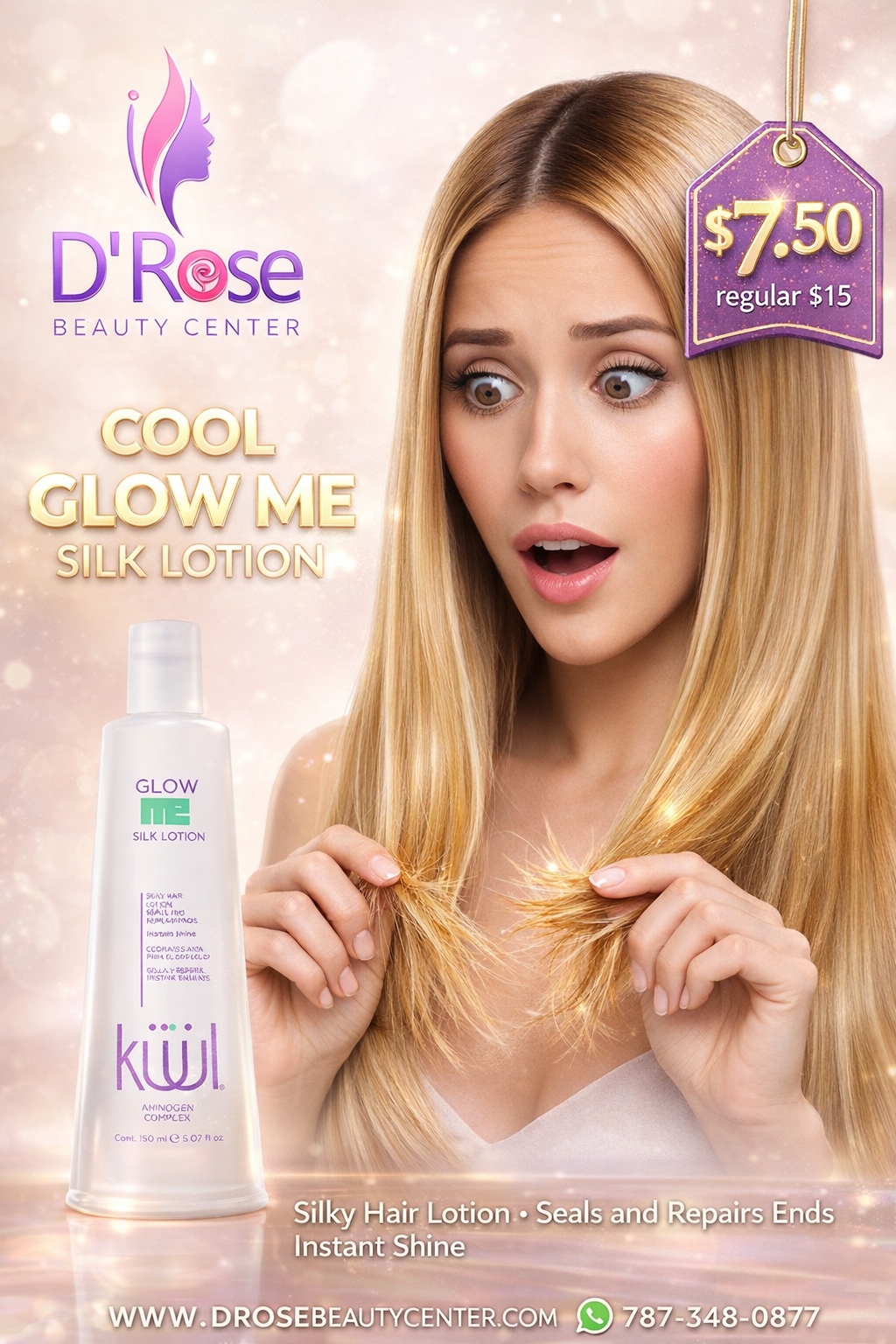 💜 KUUL GLOW ME SILK LOTION 5.07 oz – Brillo Instantáneo &amp; Reparación de Puntas 💜