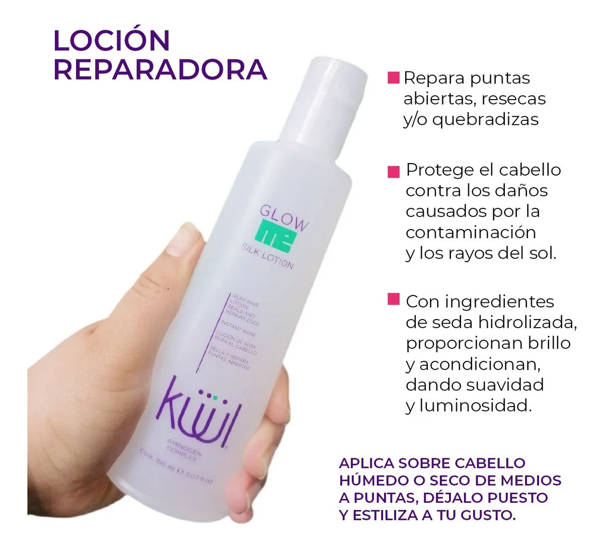 💜 KUUL GLOW ME SILK LOTION 5.07 oz – Brillo Instantáneo &amp; Reparación de Puntas 💜
