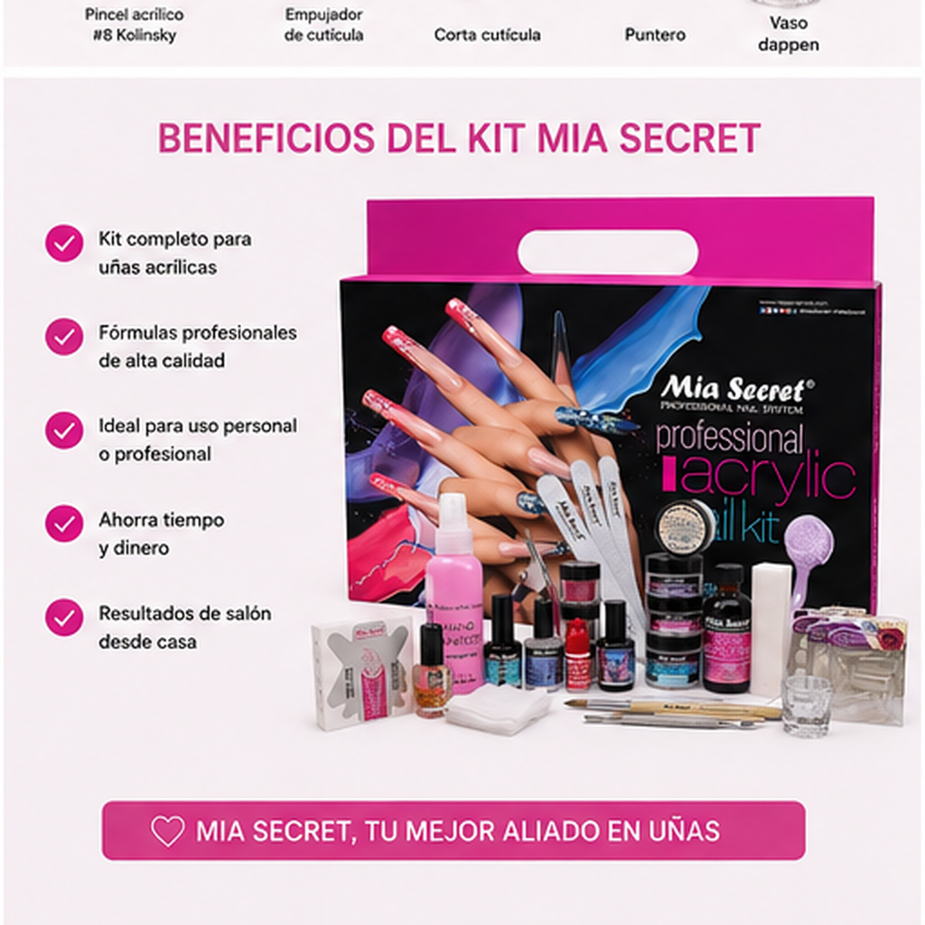 Mia Secret Professional Acrylic Nail Kit KIT-03 – Kit Completo para Uñas Acrílicas