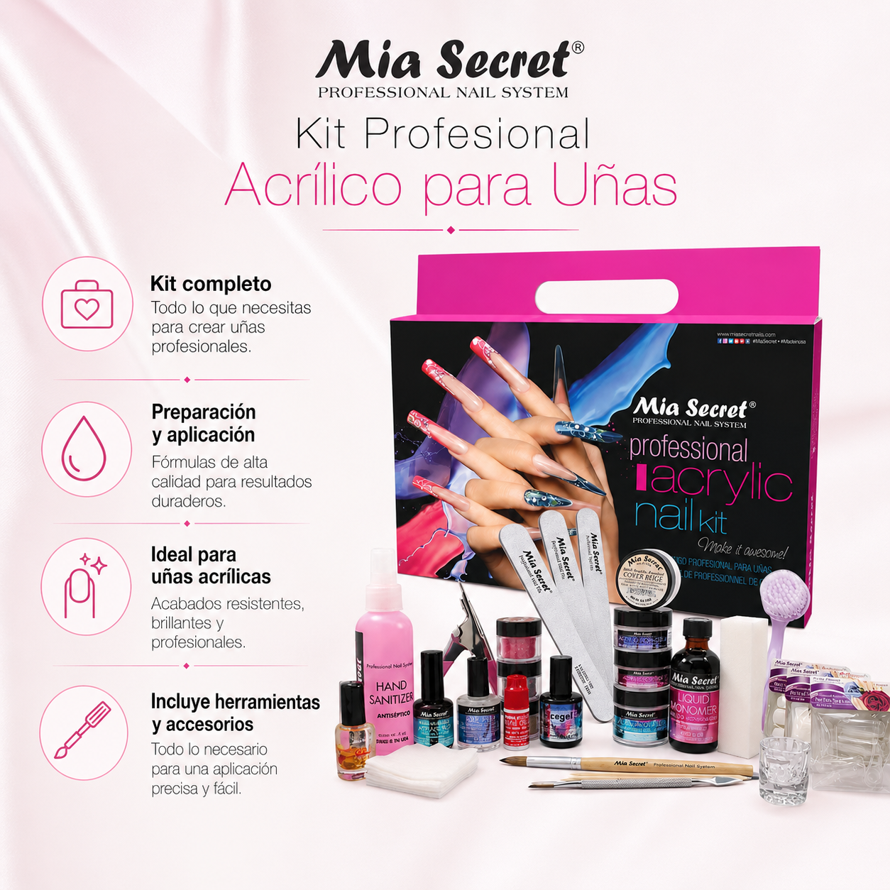 Mia Secret Professional Acrylic Nail Kit KIT-03 – Kit Completo para Uñas Acrílicas