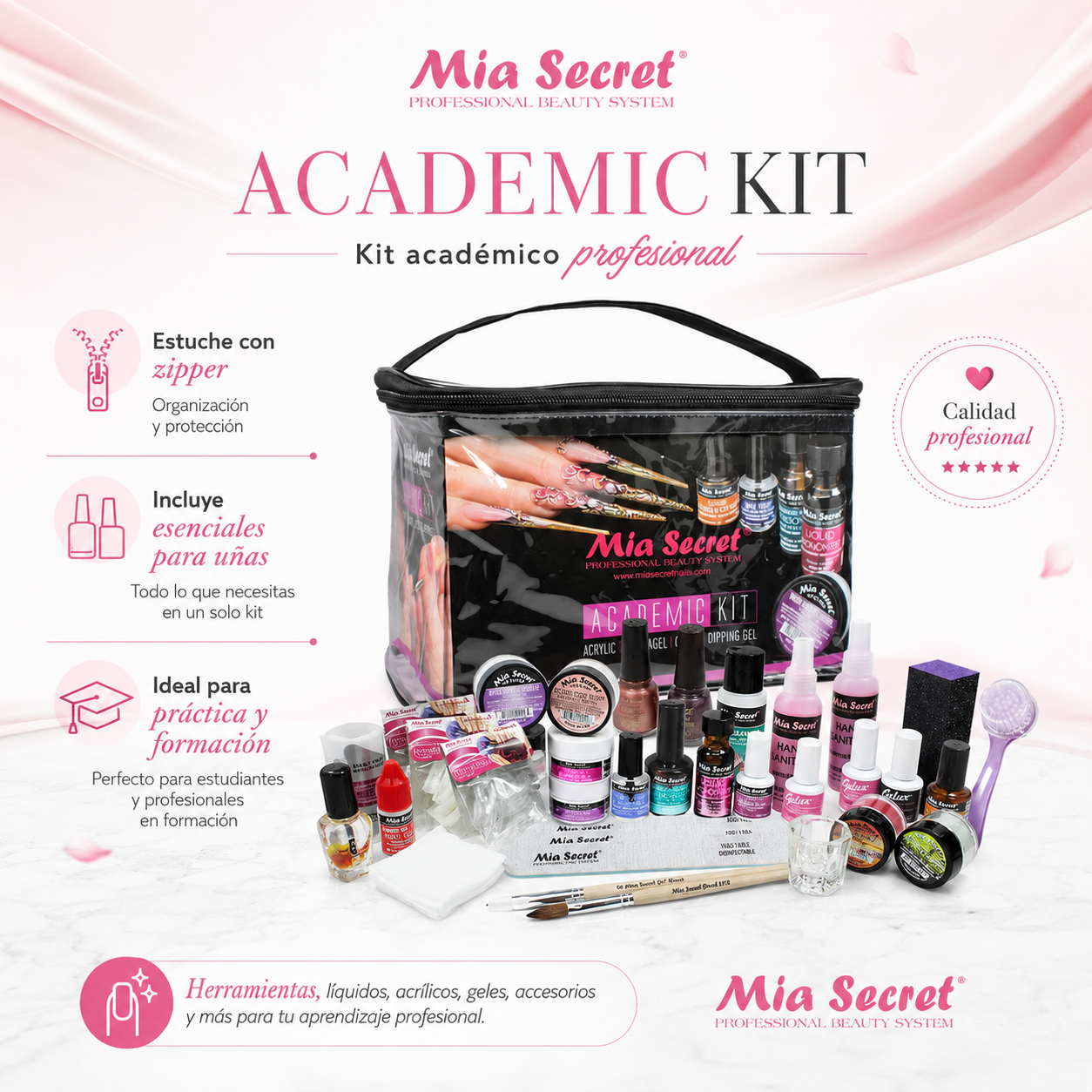 Mia Secret Academic Kit KIT-A08 | Kit Profesional de Uñas 4 Sistemas