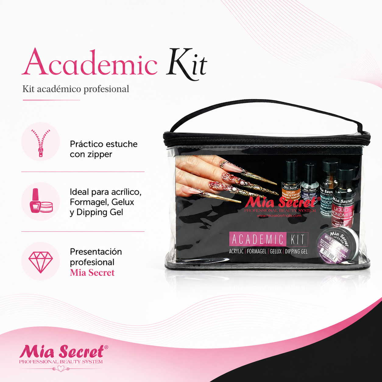 Mia Secret Academic Kit KIT-A08 | Kit Profesional de Uñas 4 Sistemas