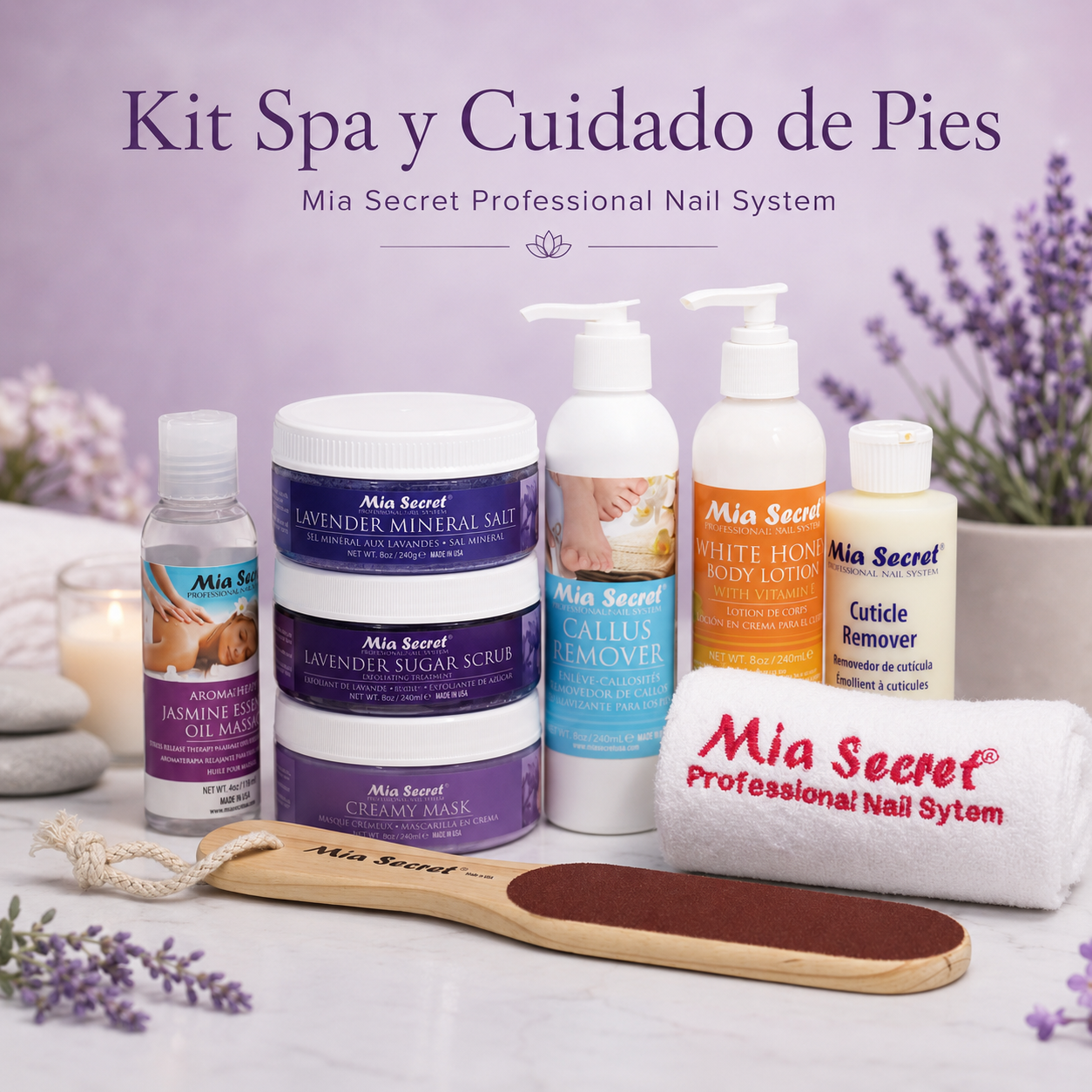 Mia Secret Lavender SPA Kit 9 Piezas KIT-SPA-L – Pedicure y Spa Profesional