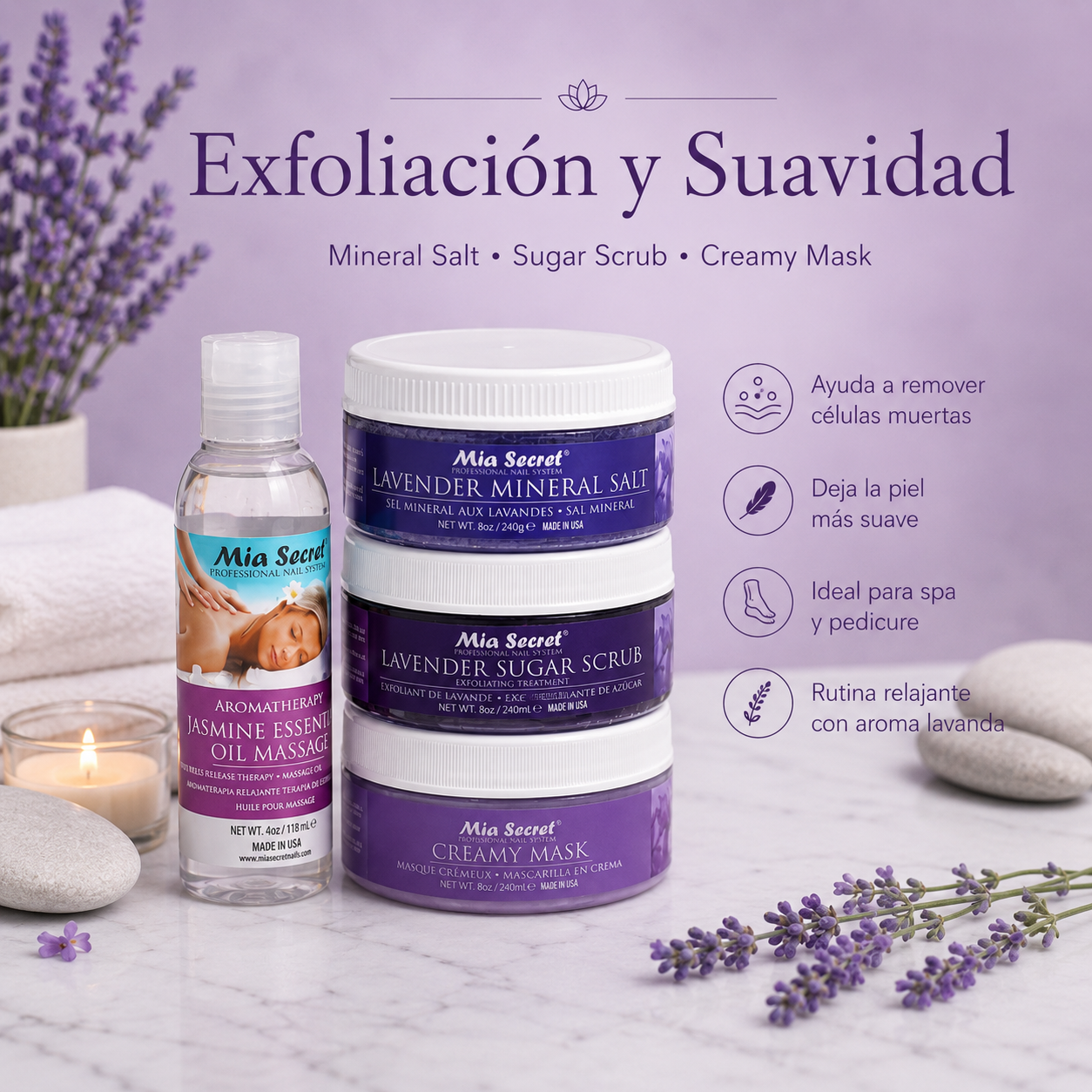 Mia Secret Lavender SPA Kit 9 Piezas KIT-SPA-L – Pedicure y Spa Profesional