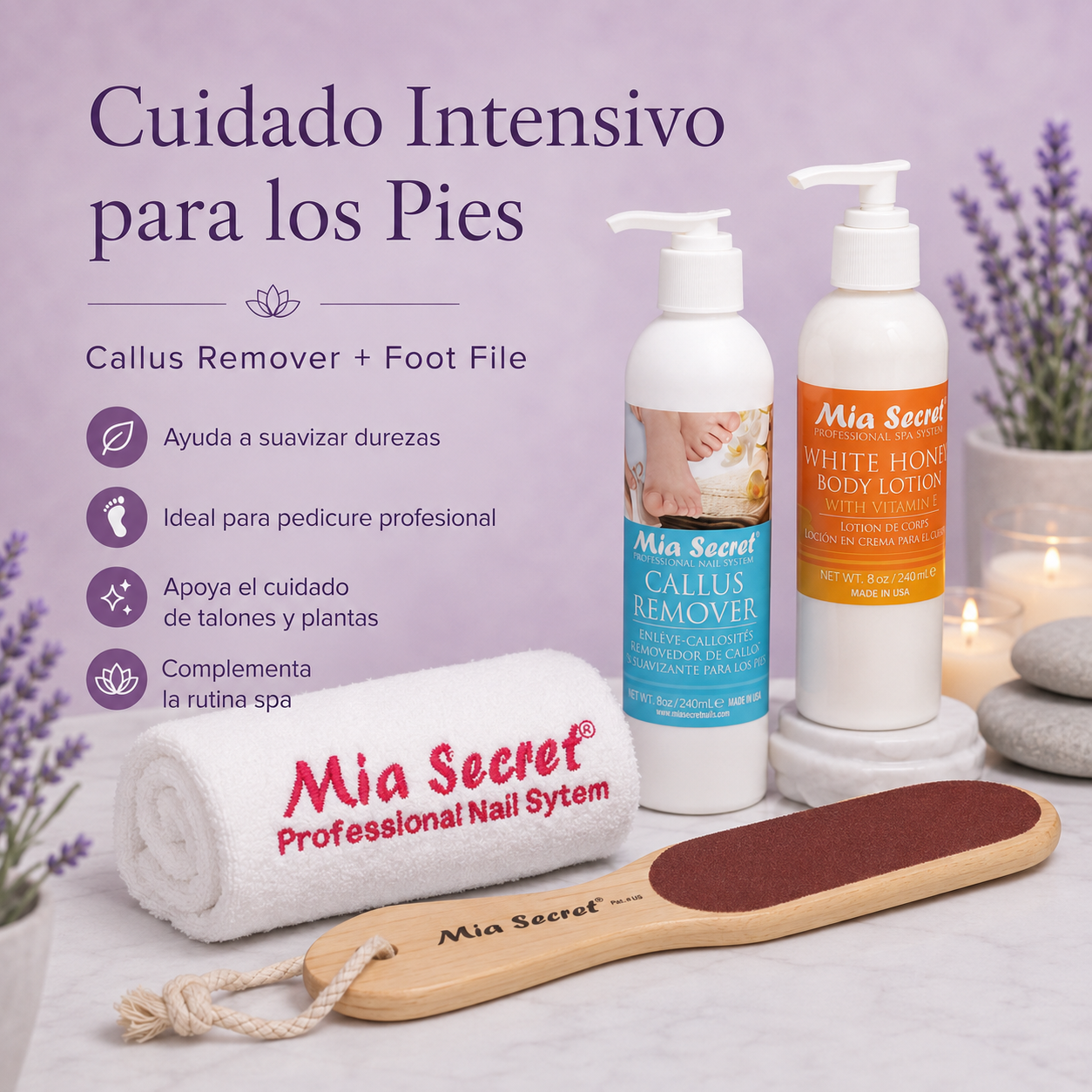 Mia Secret Lavender SPA Kit 9 Piezas KIT-SPA-L – Pedicure y Spa Profesional