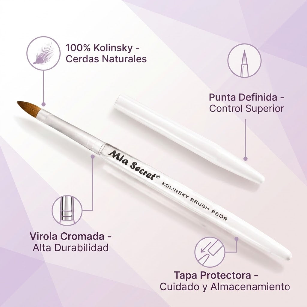 Mia Secret Kolinsky Brush #6 KNB-60R – Pincel Oval Profesional para Acrílico
