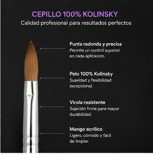 Mia Secret Kolinsky Brush #6 KNB-60R – Pincel Oval Profesional para Acrílico