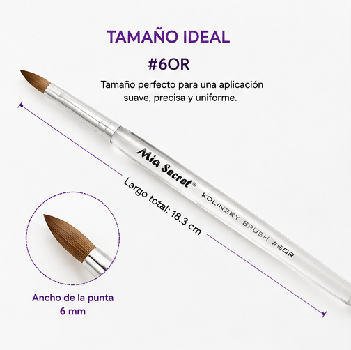 Mia Secret Kolinsky Brush #6 KNB-60R – Pincel Oval Profesional para Acrílico