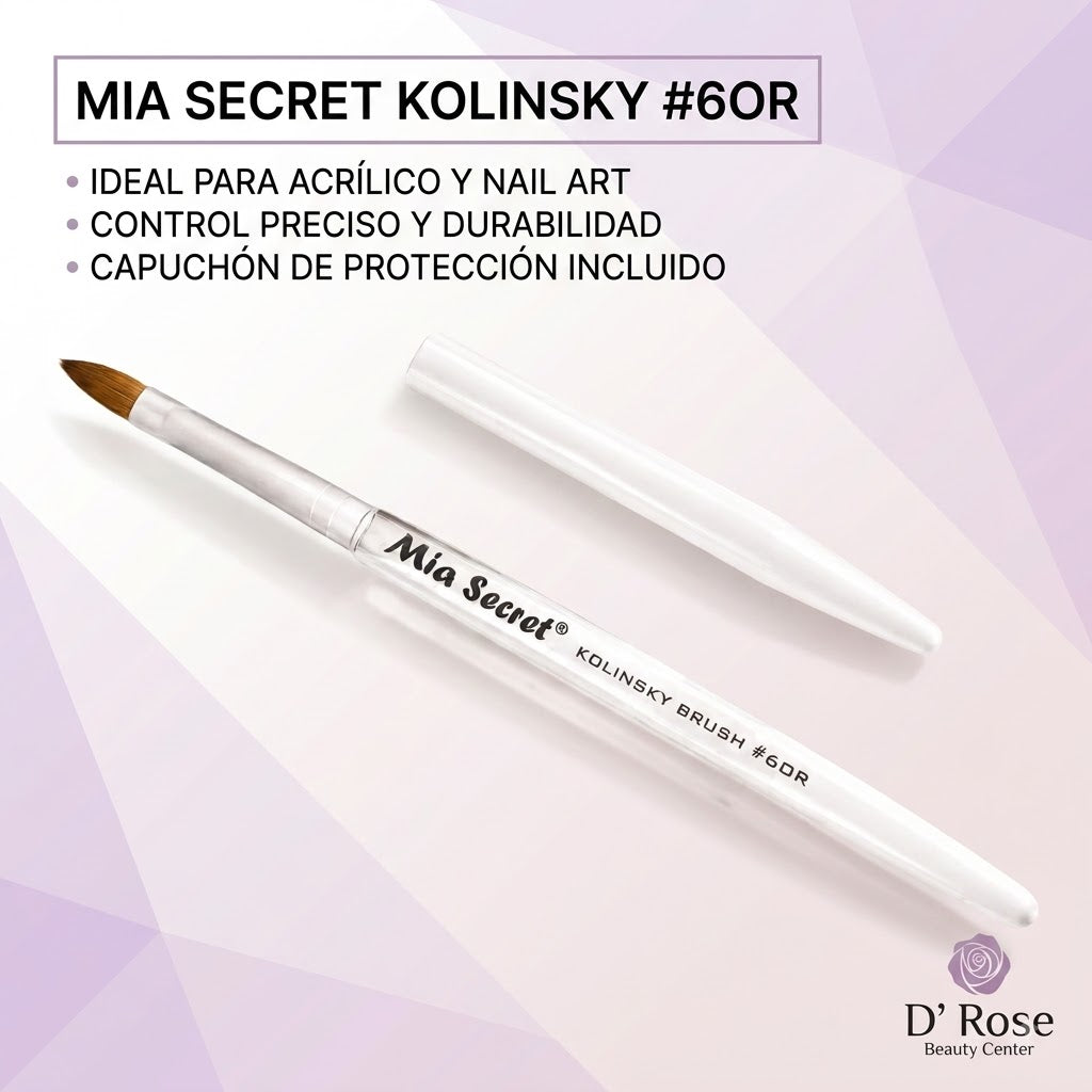 Mia Secret Kolinsky Brush #6 KNB-60R – Pincel Oval Profesional para Acrílico
