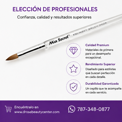 Mia Secret Kolinsky Brush #6 KNB-60R – Pincel Oval Profesional para Acrílico