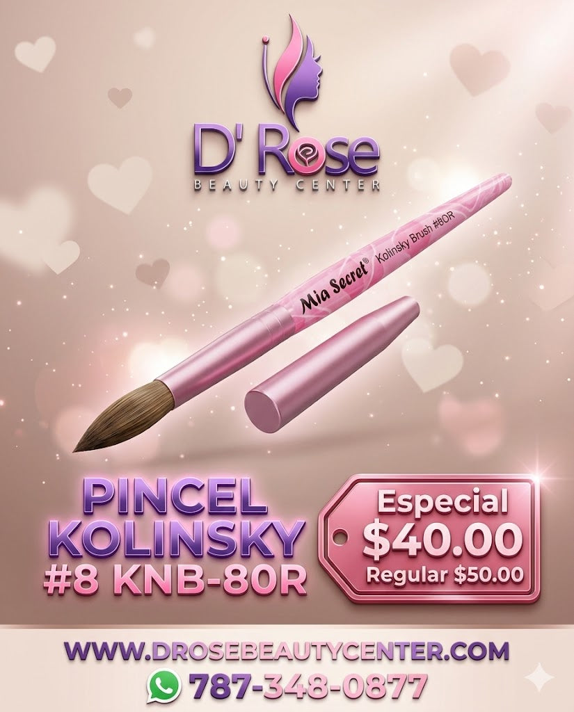 💅✨ Mia Secret® Pincel Kolinsky Profesional #8 KNB-8OR — Precisión Profesional para Uñas Acrílicas ✨💅