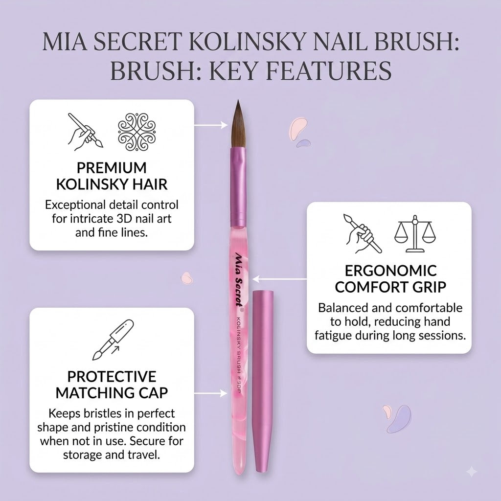 Mia Secret Oval Kolinsky Nail Brush #8 KNB-8OR