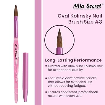💅✨ Mia Secret® Pincel Kolinsky Profesional #8 KNB-8OR — Precisión Profesional para Uñas Acrílicas ✨💅