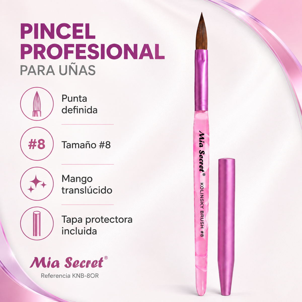 Mia Secret Oval Kolinsky Nail Brush #8 KNB-8OR