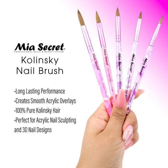 💅✨ Mia Secret® Pincel Kolinsky Profesional #8 KNB-8OR — Precisión Profesional para Uñas Acrílicas ✨💅