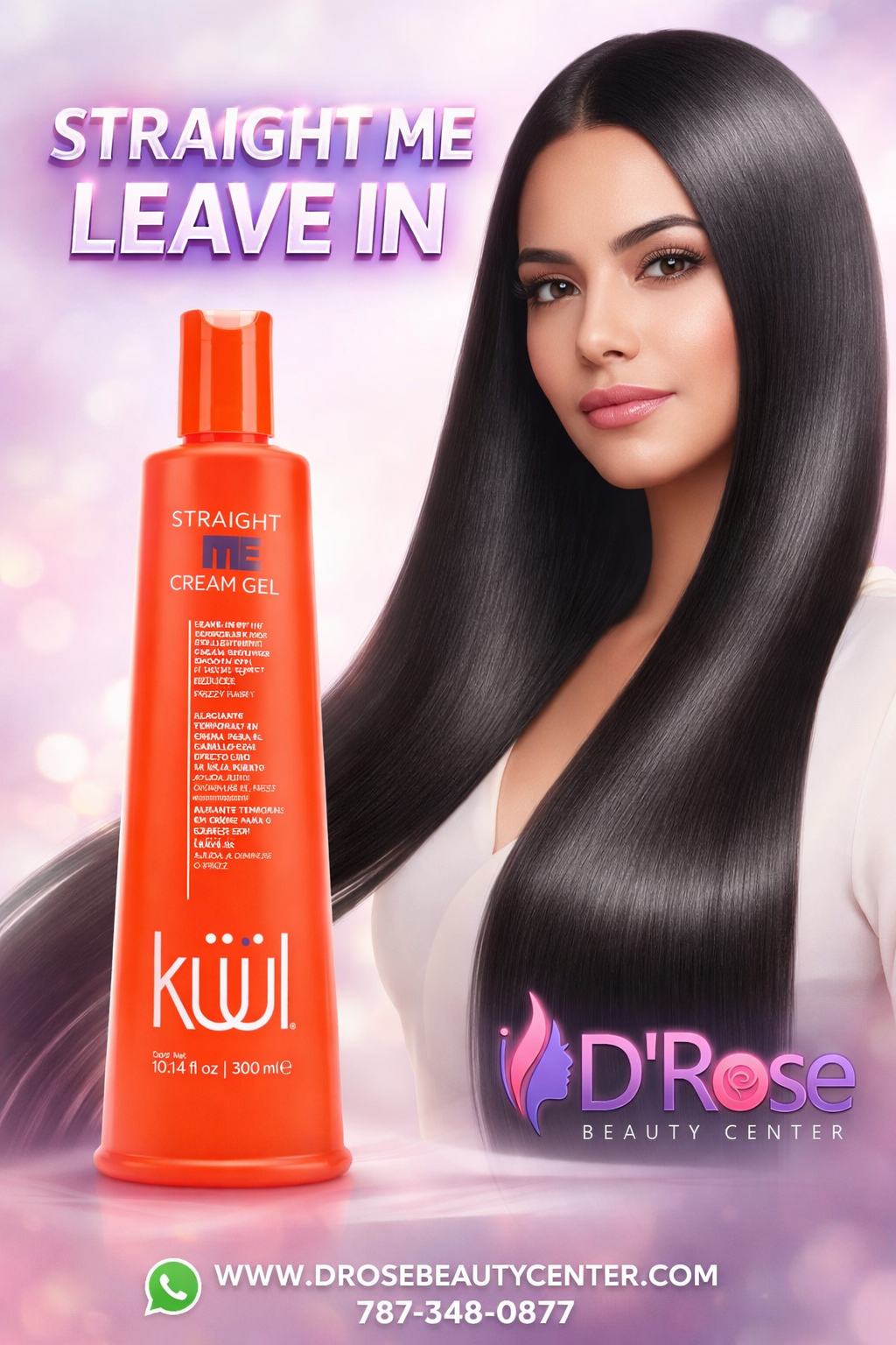 💜 KUUL Straight Me Cream Gel Leave-In 10.1 oz | Liso Perfecto sin Frizz 💜