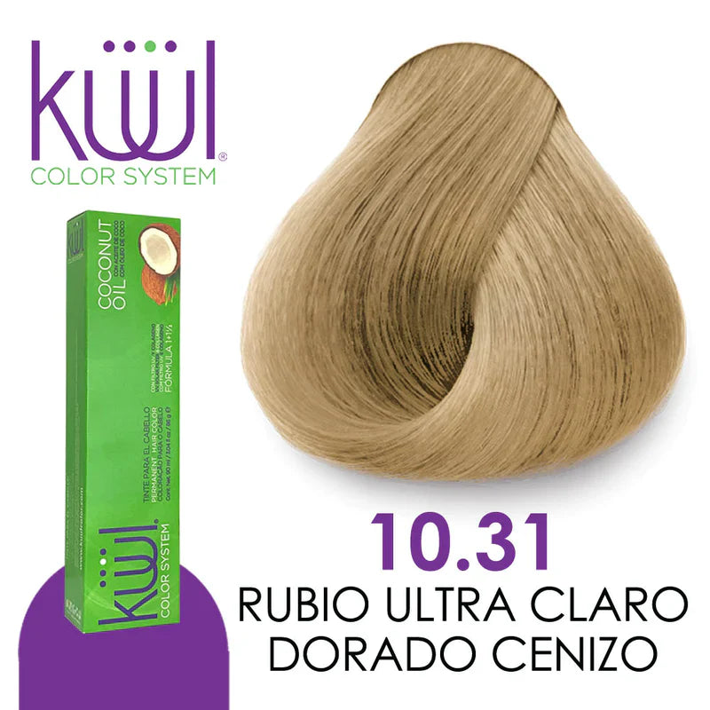 💇♀️ KUUL COLOR SYSTEM 10.31 RUBIO ULTRA CLARO DORADO CENIZO 3.04OZ