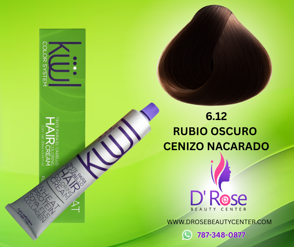 💇♀️ KUUL COLOR SYSTEM 6.12 RUBIO OSCURO CENIZO NACARADO 3.04OZ