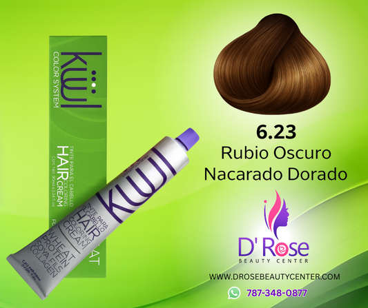 💇♀️ KUUL COLOR SYSTEM 6.23 RUBIO OSCURO NACARADO DORADO 3.04OZ
