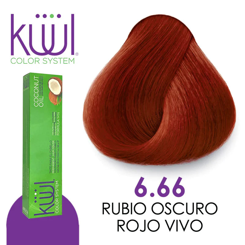 💇♀️ KUUL COLOR SYSTEM 6.66 RUBIO OSCURO ROJO INTENSO 3.04OZ