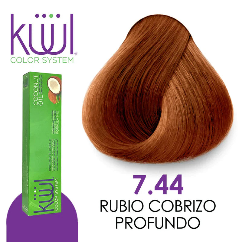 🧡 KUUL 7.44 Rubio Cobrizo Intenso – Color Profesional de Alto Impacto ✨