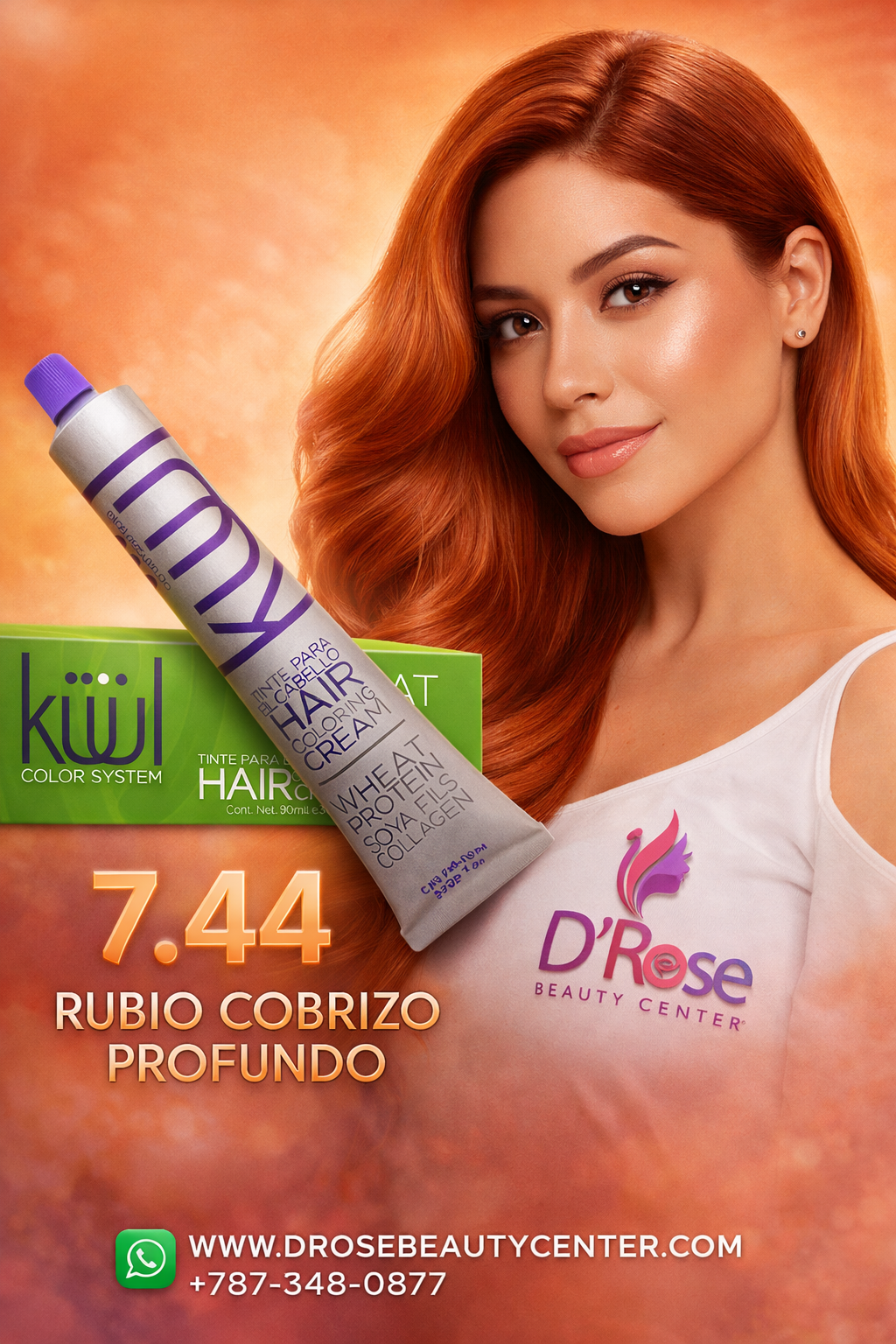 🧡 KUUL 7.44 Rubio Cobrizo Intenso – Color Profesional de Alto Impacto ✨