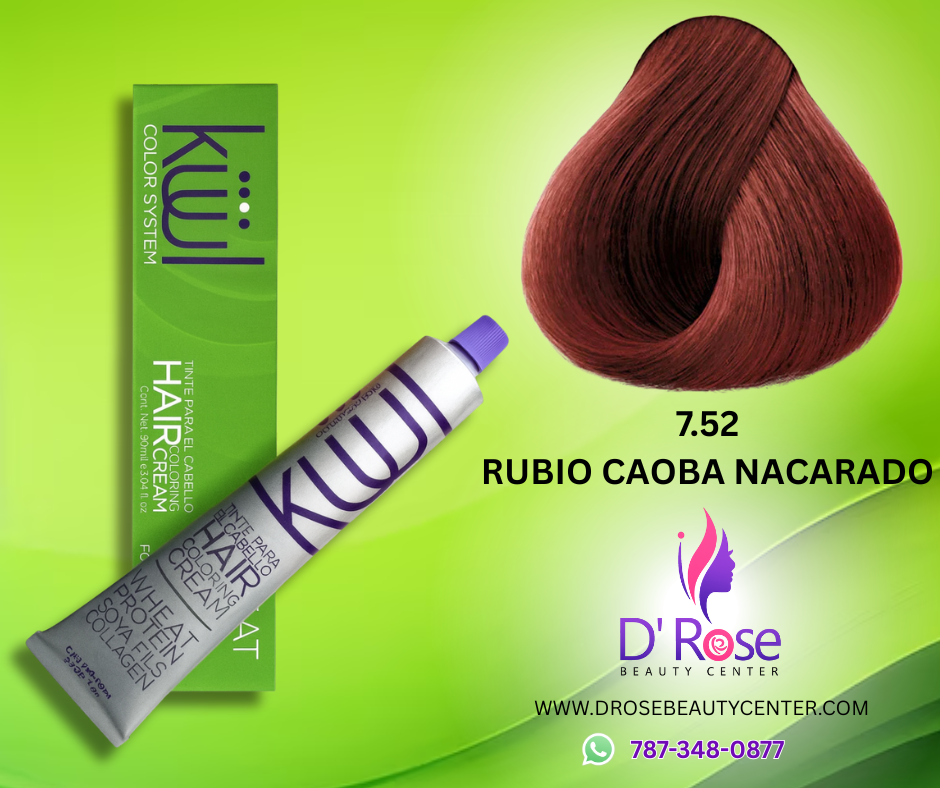 💇♀️ KUUL COLOR SYSTEM 7.52 RUBIO CAOBA NACARADO 3.04OZ