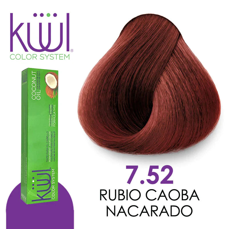 💇♀️ KUUL COLOR SYSTEM 7.52 RUBIO CAOBA NACARADO 3.04OZ