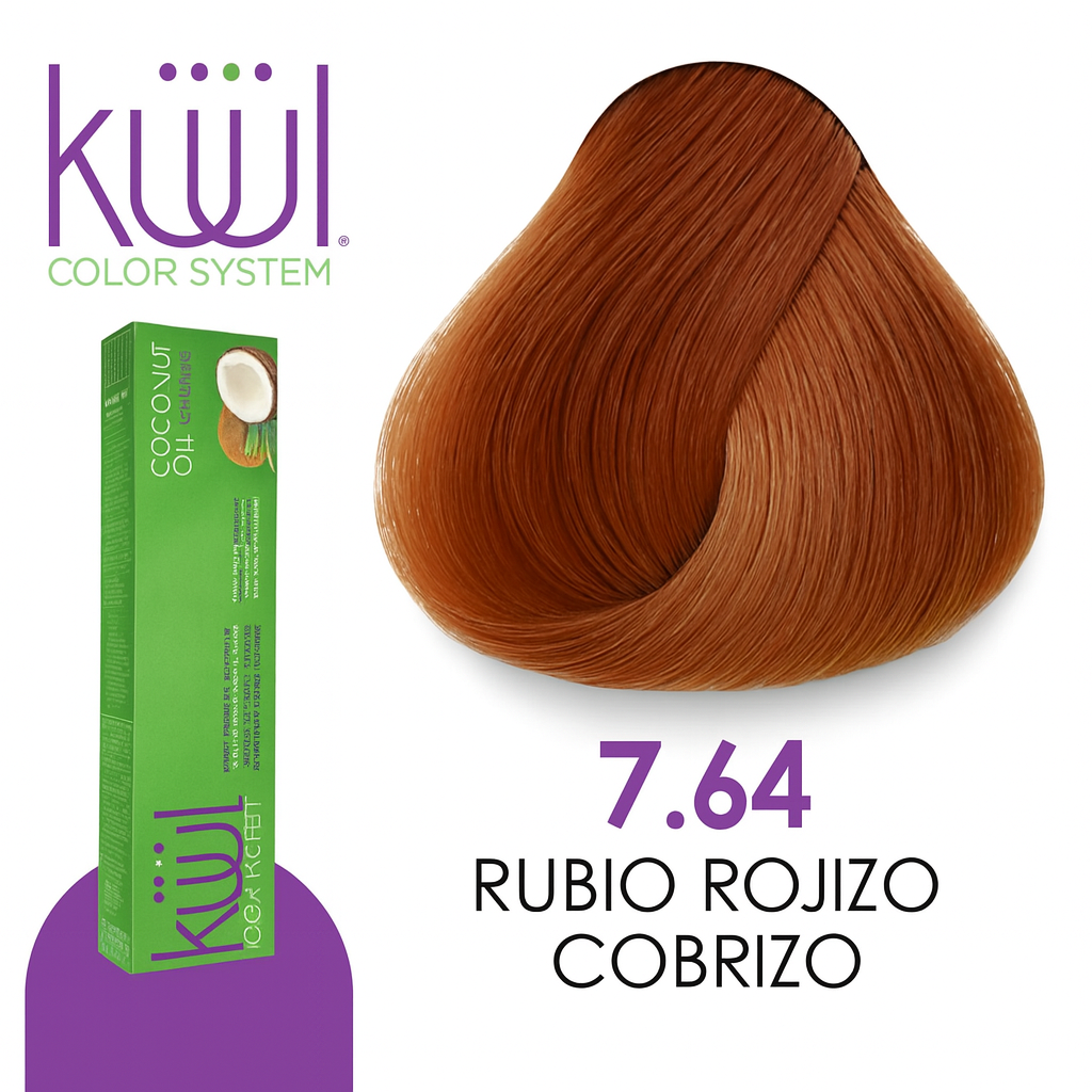 💇♀️ KUUL COLOR SYSTEM 7.64 RUBIO ROJO COBRIZO 3.04OZ
