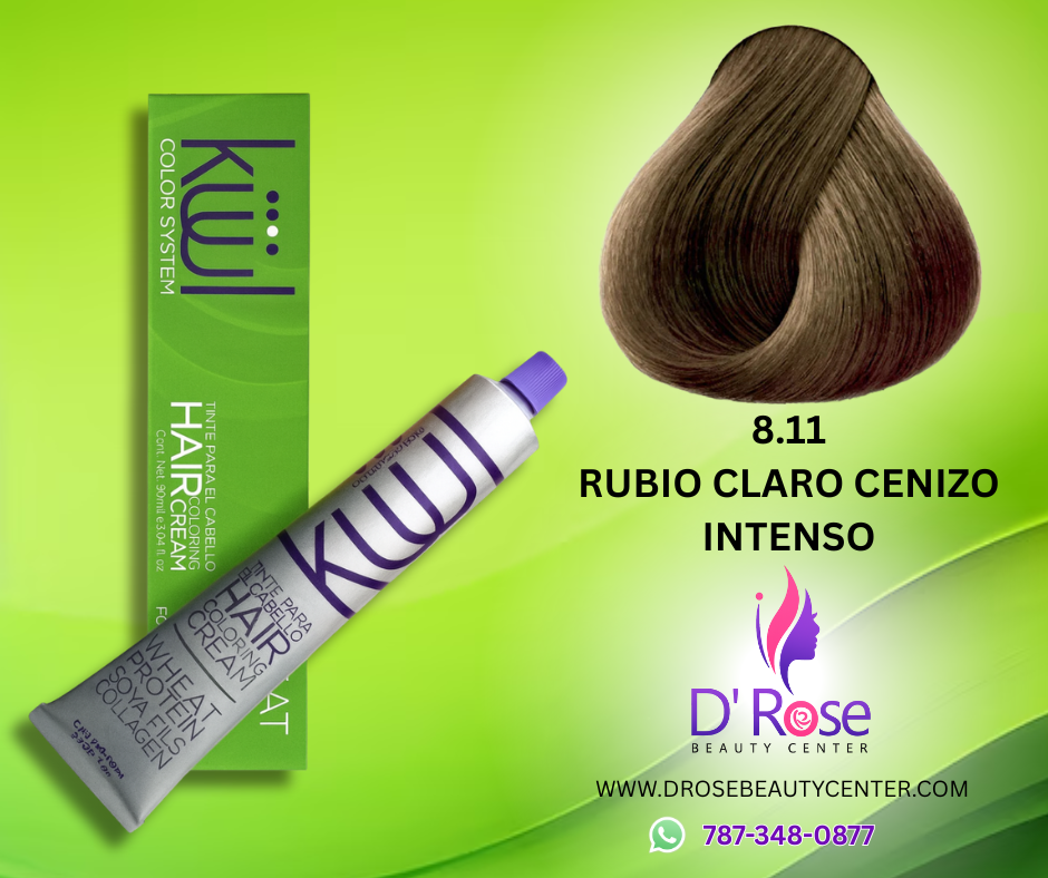 💇♀️ KUUL COLOR SYSTEM 8.11 RUBIO CLARO CENIZO INTENSO 3.04OZ