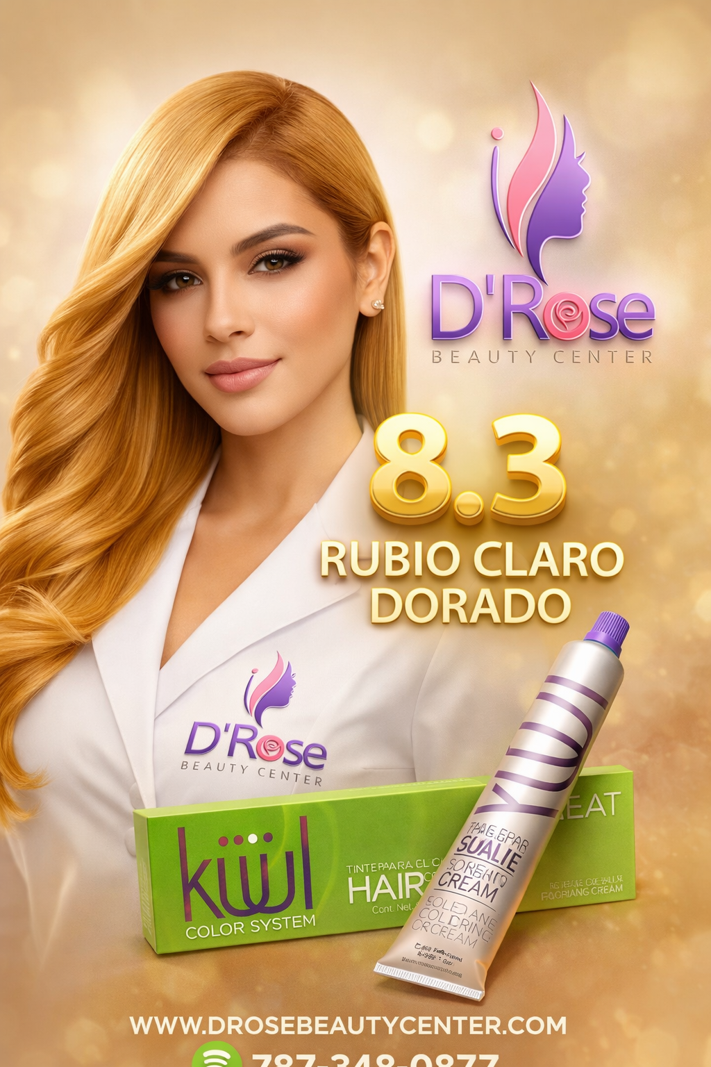✨ KUUL 8.3 Rubio Claro Dorado – 3.04 oz | Brillo Dorado Profesional ✨