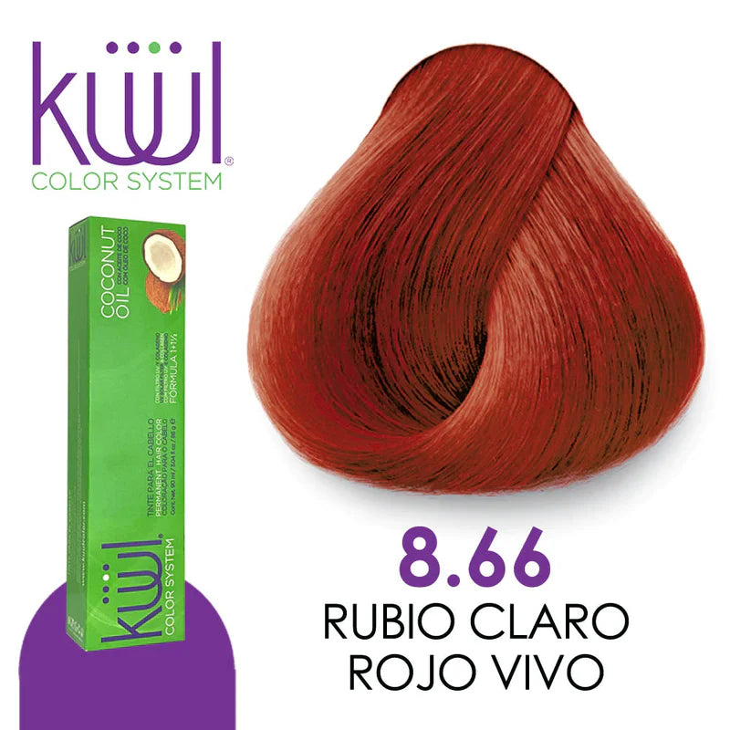 💇♀️ KUUL COLOR SYSTEM 8.66 RUBIO CLARO ROJO INTENSO 3.04OZ