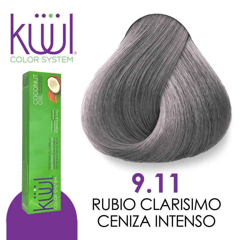 💇♀️ KUUL COLOR SYSTEM 9.11 RUBIO CLARÍSIMO CENIZA INTENSO 3.04OZ